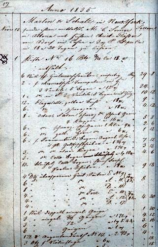 Speditionsbuch der Firma Merz, Markneukirchen, 13. November 1835