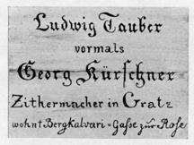 Schlagzither, Ludwig Tauber, Graz, um 1845; Reproduktion nach Kinsky 1912